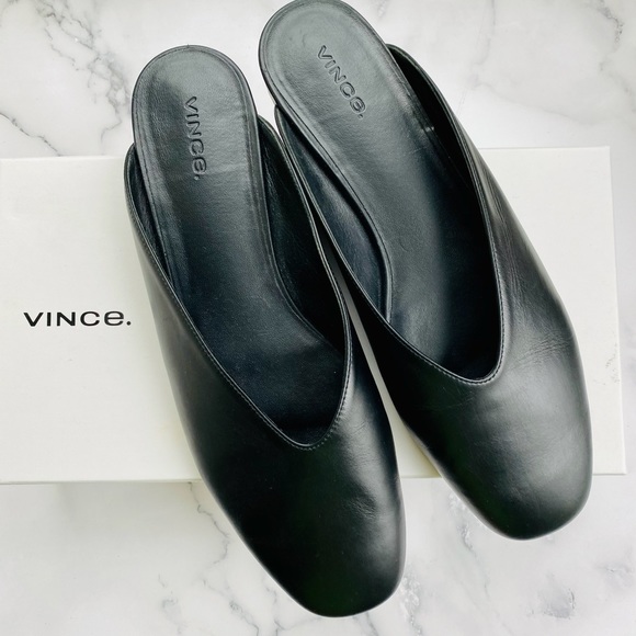 Vince Shoes - Vince Levins Black Leather Mule.